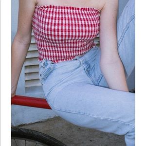 Brandy Melville Red Gingham Cleo Top